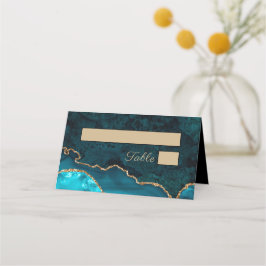 Tarjeta de lugar del Boda del agate Verde azulado 
