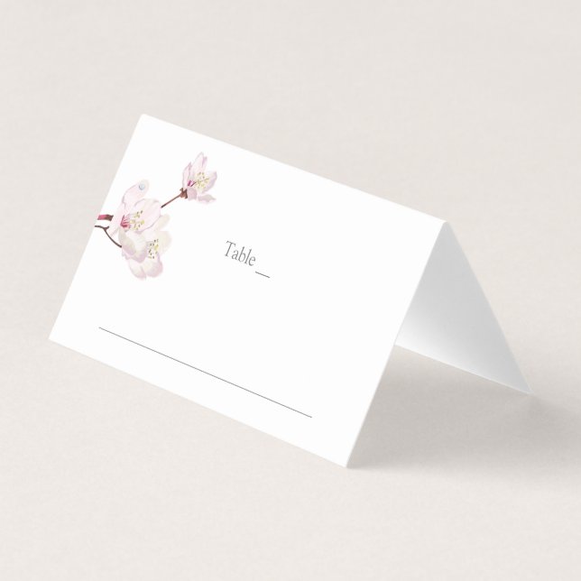 Tarjeta de lugar del Boda Sakura japonés con flore (Anverso)