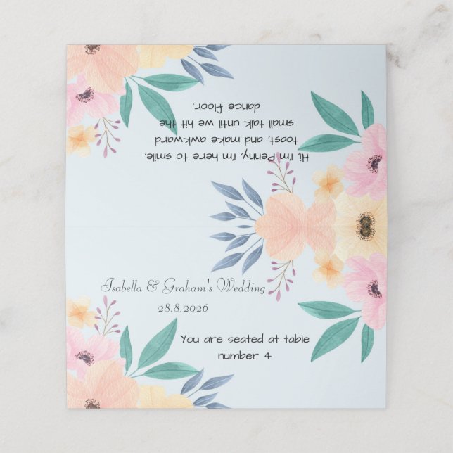 Tarjeta de lugar - Diseño sencillo de flor (Exterior desplegado)