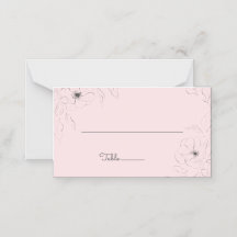 Tarjeta de lugar doblada con Anémona sobre Rosa Pá