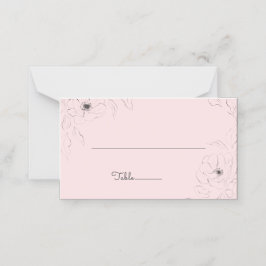 Tarjeta de lugar doblada con Anémona sobre Rosa Pá