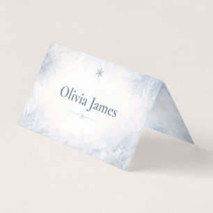 Tarjeta de lugar elegante azul nebuloso invernal
