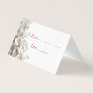 Tarjeta de lugar elegante floral blanca 3D de colo