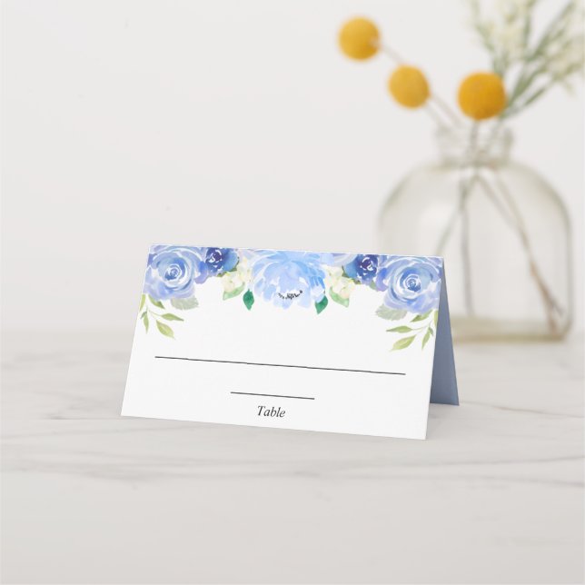 Tarjeta de lugar elegante floral verde blanco (Anverso)
