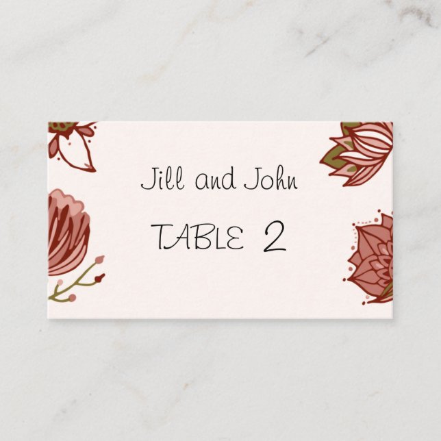 Tarjeta de lugar en la mesa de boda – Asiento de i (Anverso)