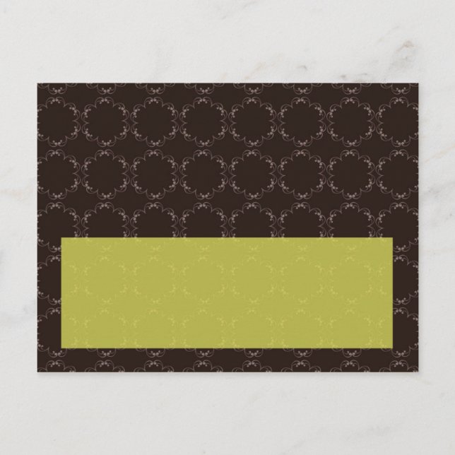 Tarjeta de lugar escribible de boda marrón/verde v (Anverso)