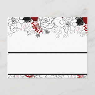 Tarjeta de lugar escribible Flores negras hojas ro