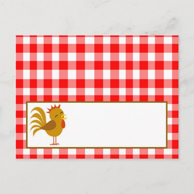 Tarjeta de lugar escribible Red Barn Farm Animals (Anverso)