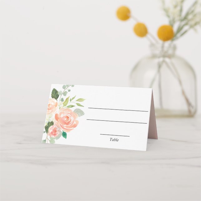 Tarjeta de lugar floral elegante de verde de meloc (Anverso)