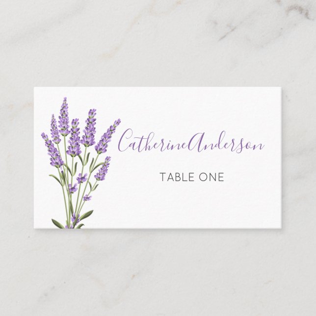 Tarjeta de lugar Flores de lavanda púrpura (Anverso)