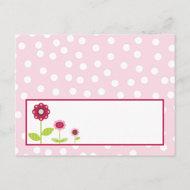 Tarjeta de lugar grabable Berry Garden Flor rosa (Anverso)