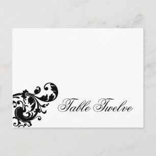 Tarjeta de lugar grabable Black Floral Filigree