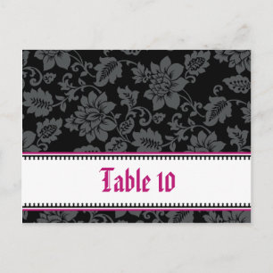 Tarjeta de lugar grabable Black Floral Hot Pink St