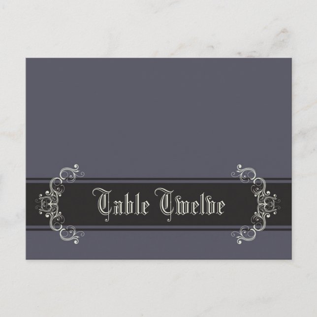 Tarjeta de lugar grabable Black Tie Afair Gray Ele (Anverso)