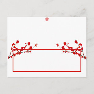 Tarjeta de lugar grabable Blossom de cerezo rojo