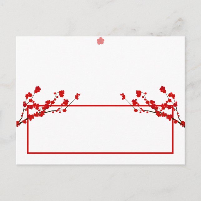 Tarjeta de lugar grabable Blossom de cerezo rojo (Anverso)
