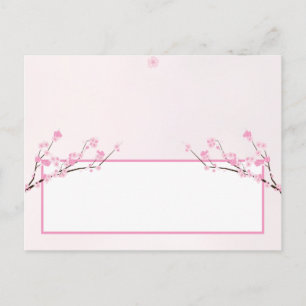 Tarjeta de lugar grabable Blossom de cerezo rosa