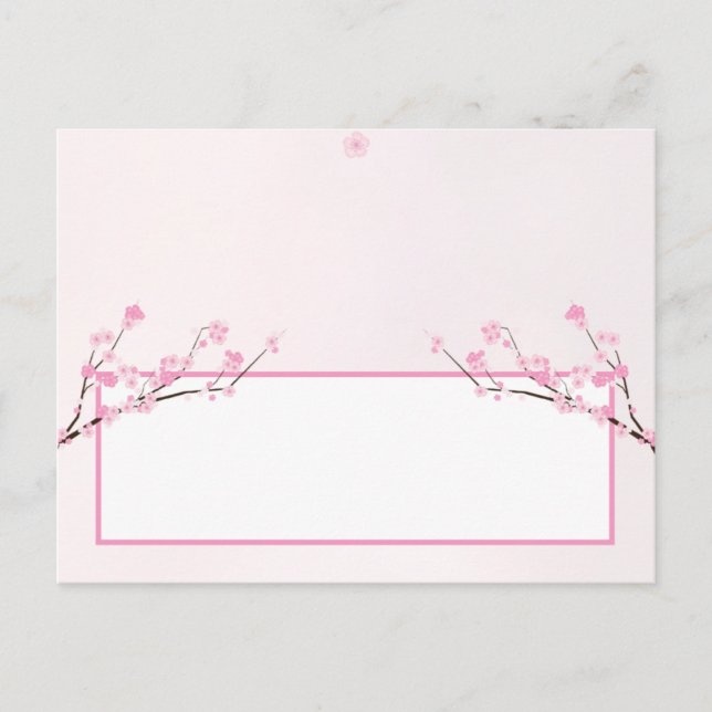 Tarjeta de lugar grabable Blossom de cerezo rosa (Anverso)