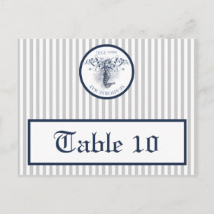 Tarjeta de lugar grabable Blue Seahorse stripes be
