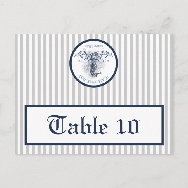 Tarjeta de lugar grabable Blue Seahorse stripes be (Anverso)