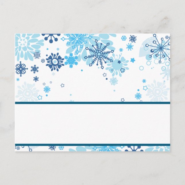 Tarjeta de lugar grabable Blue Tree / Snflakes (Anverso)