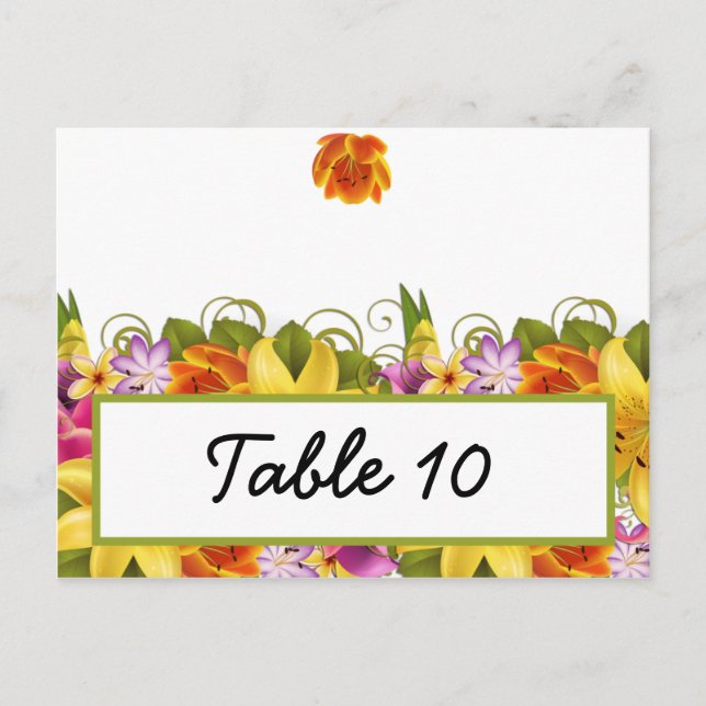 Tarjeta de lugar grabable Colorf de flores exótica (Anverso)