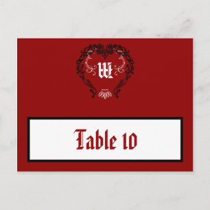 Tarjeta de lugar grabable Crimson Red Ornate Embel