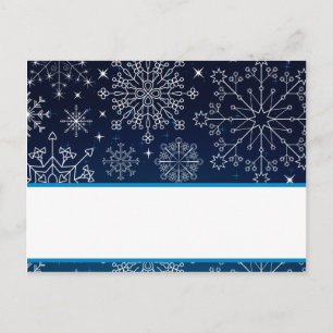 Tarjeta de lugar grabable Estrellas azules y copos