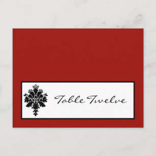 Tarjeta de lugar grabable Lace de damasco rojo neg
