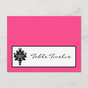 Tarjeta de lugar grabable Lace de damasco rosa cal