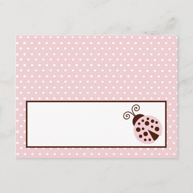 Tarjeta de lugar grabable Ladybug rosa (Anverso)