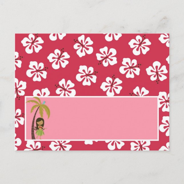 Tarjeta de lugar grabable Lau Tropical Rosa Hawaia (Anverso)