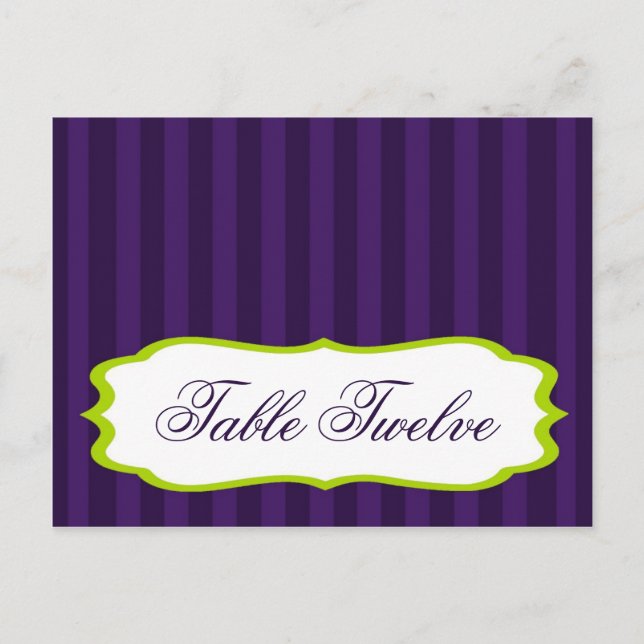 Tarjeta de lugar grabable Lime Green y Purple Stri (Anverso)