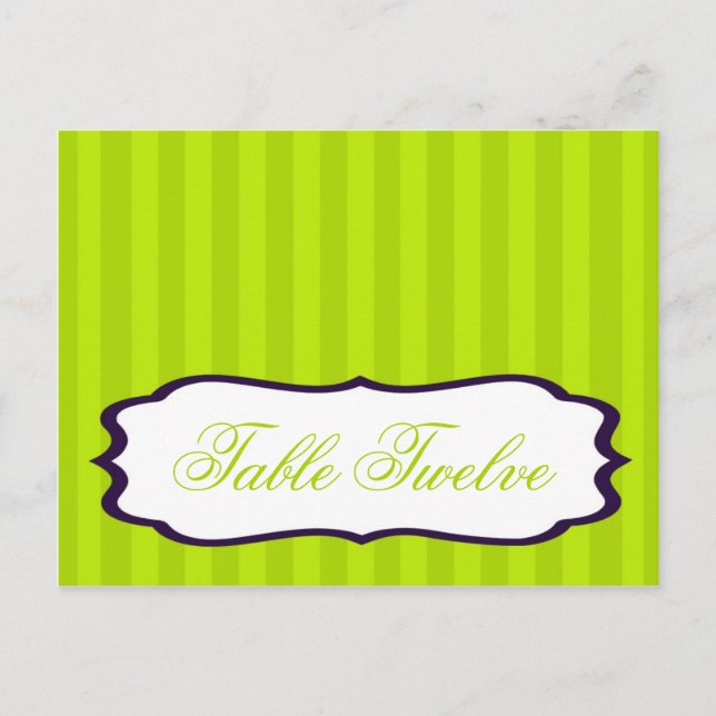 Tarjeta de lugar grabable Lime Green y Purple Stri (Anverso)