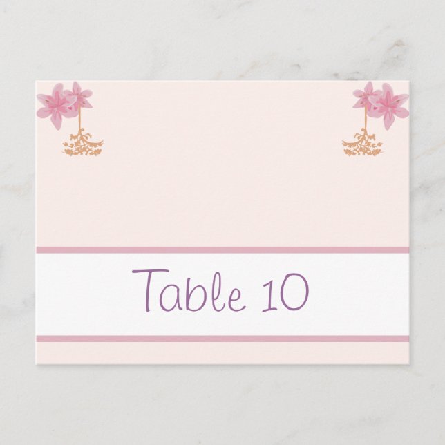 Tarjeta de lugar grabable Linterna rosada púrpura/ (Anverso)