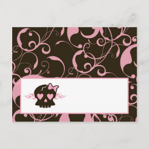 Tarjeta de lugar grabable Niña Rosa Punk Skull