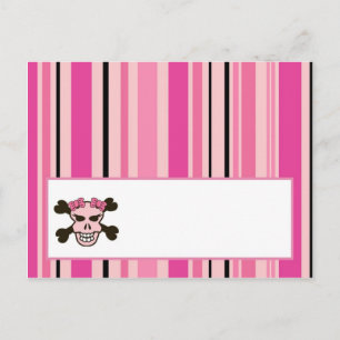 Tarjeta de lugar grabable Niña Rosa Punk Skull