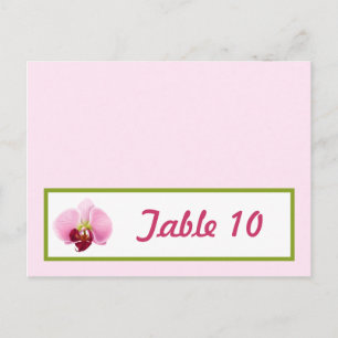 Tarjeta de lugar grabable Orquídea rosa Larga Flor