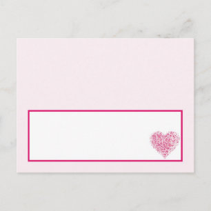 Tarjeta de lugar grabable para Boda de corazón ros