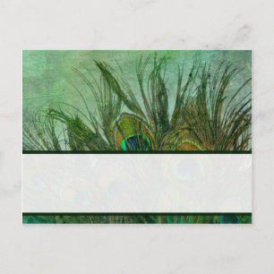 Tarjeta de lugar grabable Peacock Green Fethers
