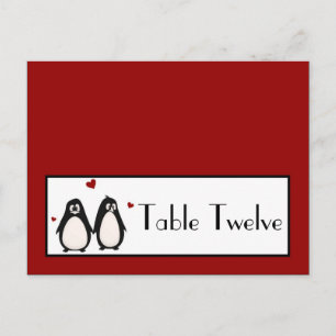 Tarjeta de lugar grabable Penguin Love Couple Mate