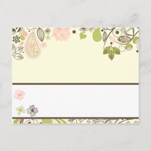 Tarjeta de lugar grabable Primavera rosa/floral ve
