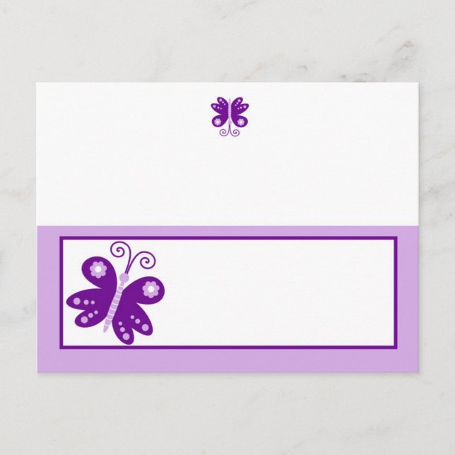 Tarjeta de lugar grabable Purple Spring Time Butfl (Anverso)
