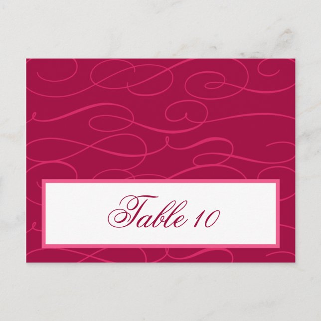 Tarjeta de lugar grabable Raspberry Bucles rosados (Anverso)
