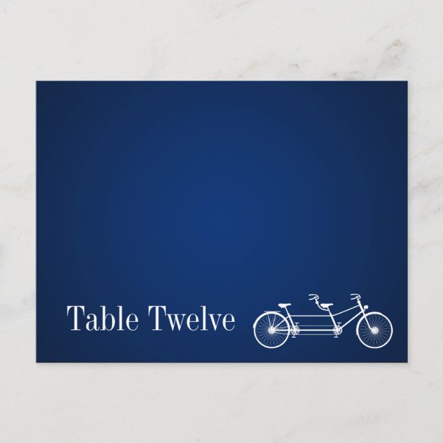 Tarjeta de lugar grabable Whimsical Navy Bicicleta (Anverso)
