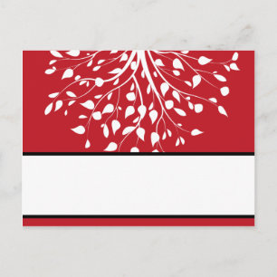 Tarjeta de lugar grabable Winter Grey/Red Tree