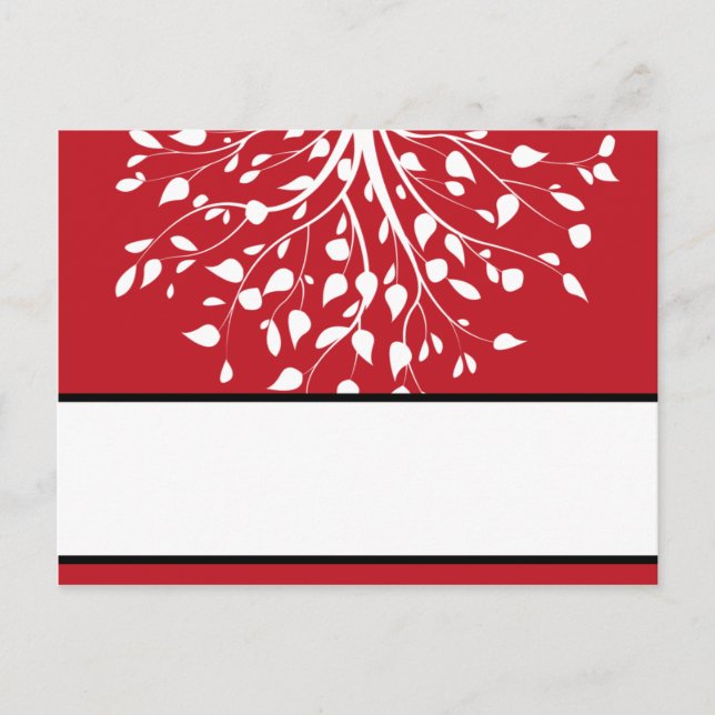 Tarjeta de lugar grabable Winter Grey/Red Tree (Anverso)