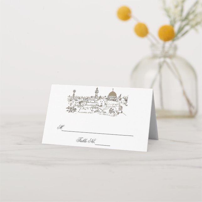 Tarjeta de lugar judío Tarjetas de mesa de vista d (Anverso)