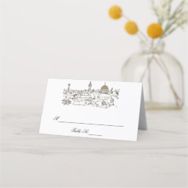 Tarjeta de lugar judío Tarjetas de mesa de vista d