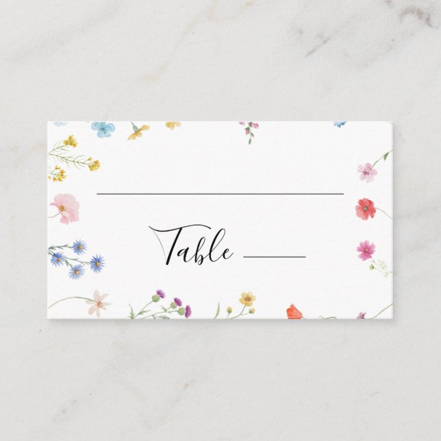 Tarjeta de lugar para Boda de flores silvestres bo (Anverso)